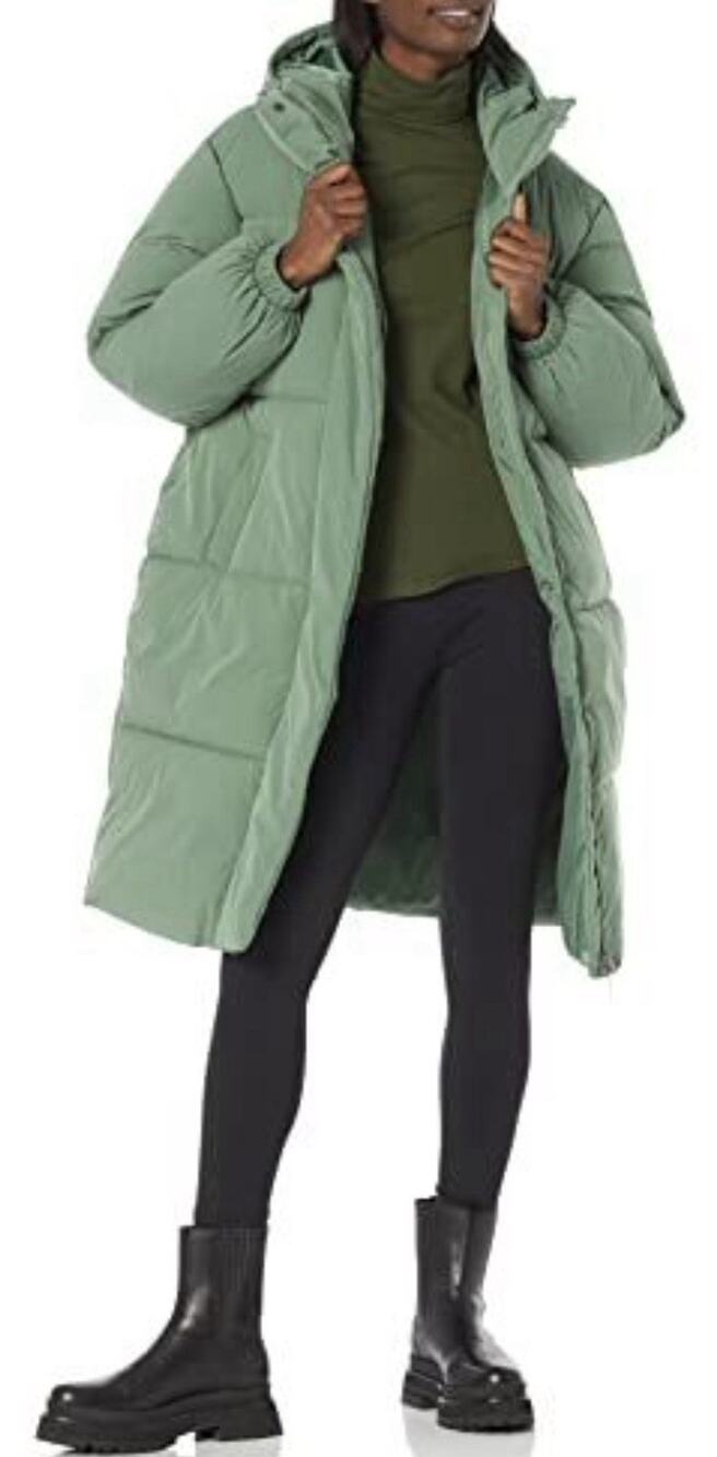 Amazon Essentials Women's Oversized Long Puffer Jacket Sage Green 3x
